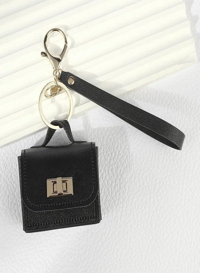 CALFOVERA Mini PU Leather Handbag Keychain Miniature Change Pouch Coin Purse Pendants with Key Ring Headset Bag Small Headphone Bag Keychain Charm Accessories for Women Purse Handbag Decor (Black) - Image 3